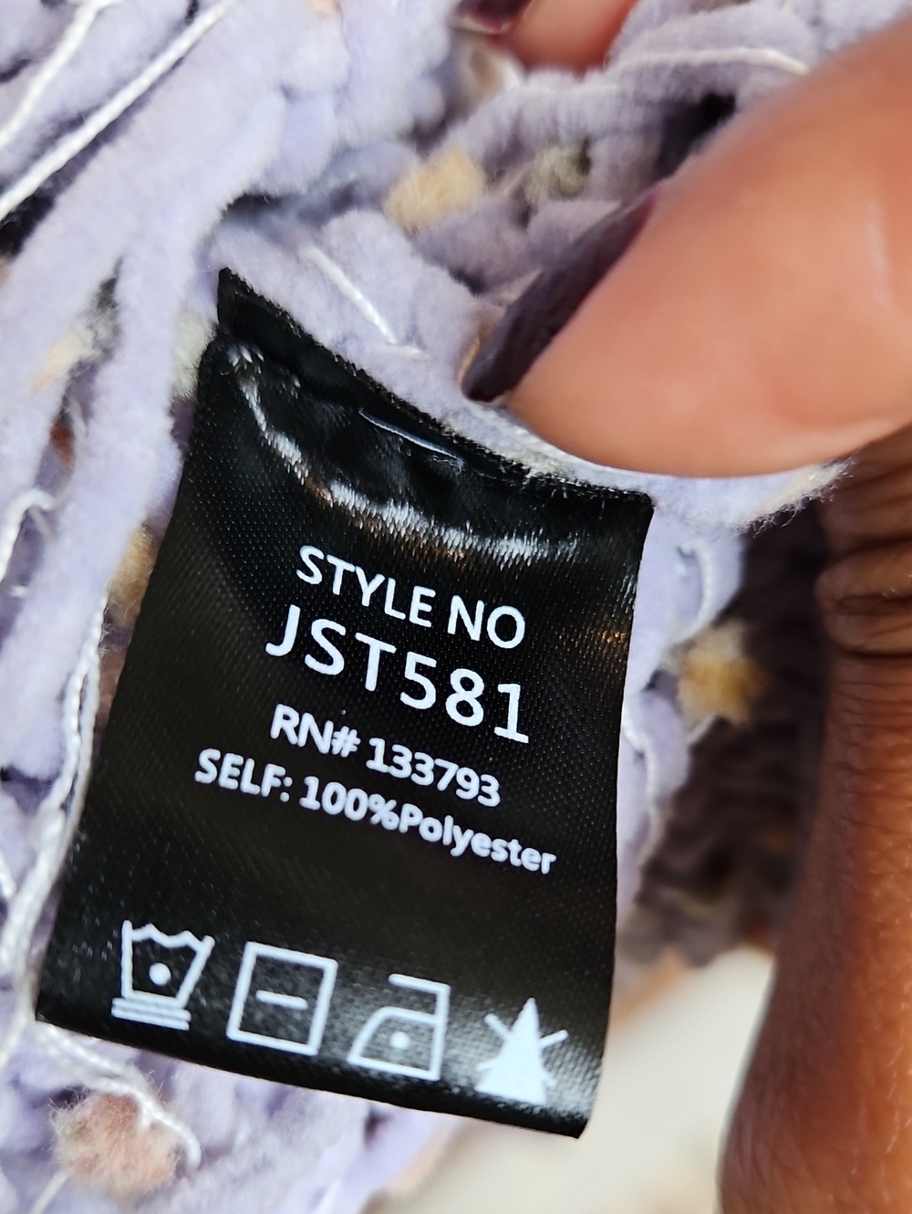 NWT! POL Confetti Distressed Lavender Open-Knit Distressed Turtleneck Sweater - Picture 6 of 7